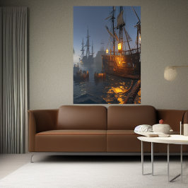 navios piratas no mar | AI Art Poster