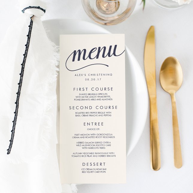 Navy and Cream Calligraphy Menu (Criador carregado)