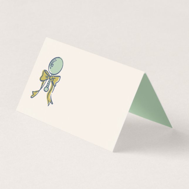 Navy and Mint Doodle Baby Rattle and Bow Blank (Frente)