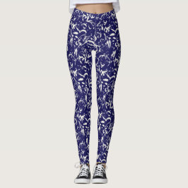 Navy Blue Abstract Leggings 