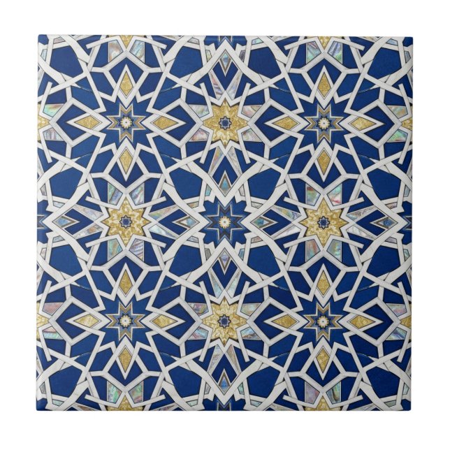 Navy Blue and White Moroccan Zellige Mosaic  (Frente)