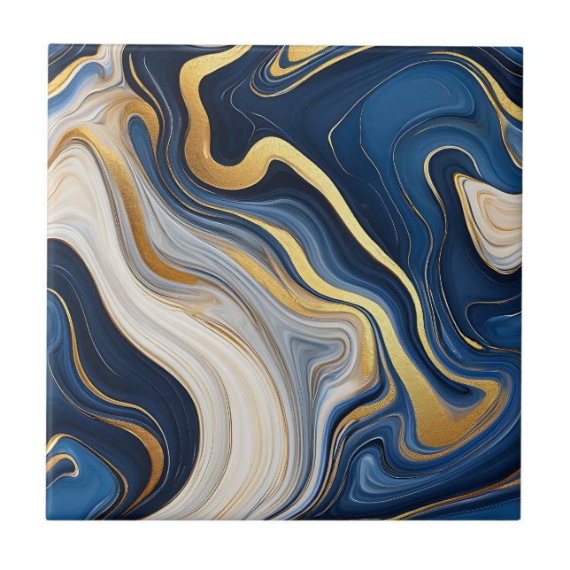 Navy Blue Gold Marble Swirls (Frente)