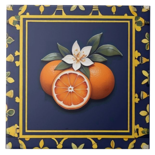 Navy Blue & Gold Oranges Mediterranean Fruit (Frente)
