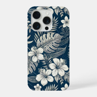 Navy Blue Hibiscus Monstera Tropical Botanical
