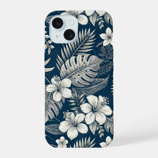 Navy Blue Hibiscus Monstera Tropical Botanical