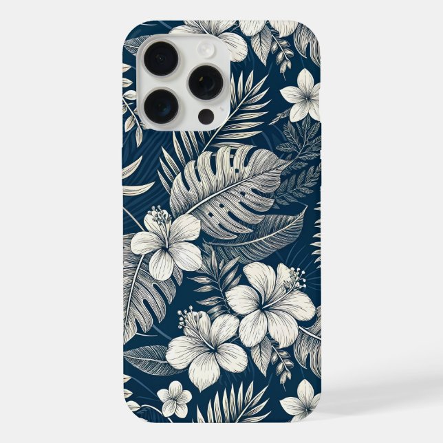 Navy Blue Hibiscus Monstera Tropical Botanical (Verso)
