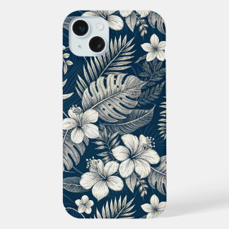 Navy Blue Hibiscus Monstera Tropical Botanical