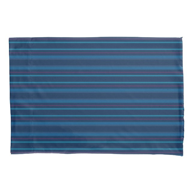 Navy Blue Lines Stripes Pillow Case Nautical (Frente)