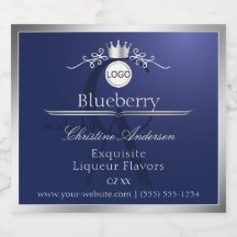 Navy Blue Product Label Silver Frame Logo Monogram