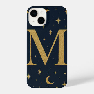 ✨ Navy Blue Starry Phone Case with Bold M Letter –
