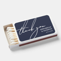 Navy Blue Thank You Wedding Matchbox Favors