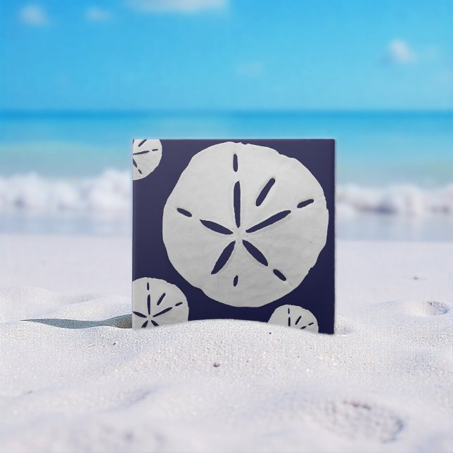 Navy Blue & White Tropical Beach Sand Dollar (Criador carregado)
