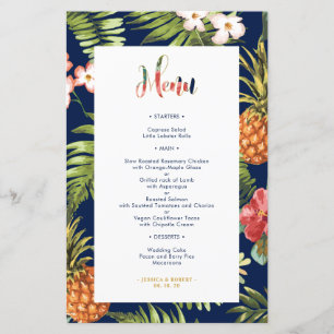 Navy & Dourado Cartão de Menu de Casamento de Ve