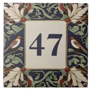 Navy Green Bird House Number Plaque Plate Sign