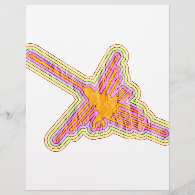 Nazca Lines Hummingbird com efeito de papel rugoso (Frente)