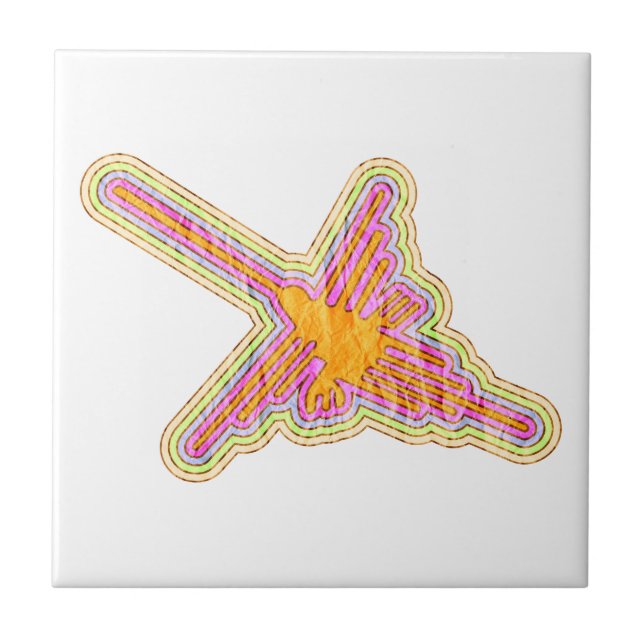 Nazca Lines Hummingbird com efeito de papel rugoso (Frente)