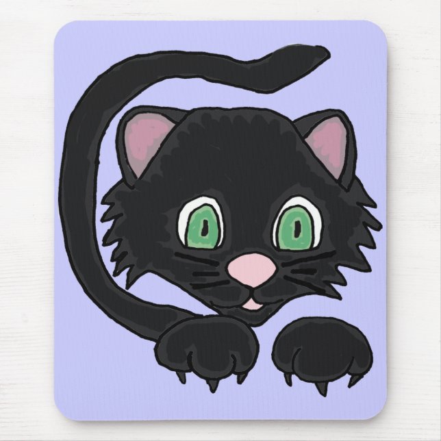 NC gato preto engraçado Mousepad (Frente)