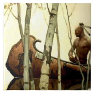 NC Wyeth Pintura Histórica Canoa Indiana #2