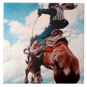 NC Wyeth Western Painting "Bucking"