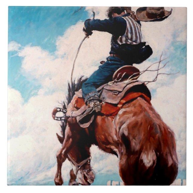 NC Wyeth Western Painting "Bucking" (Frente)