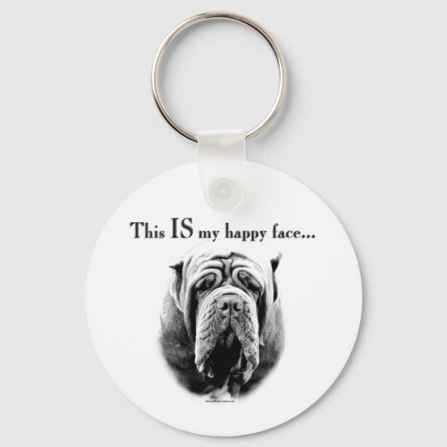 Neapolitan Mastiff Happy Face Chaveiro (Frente)