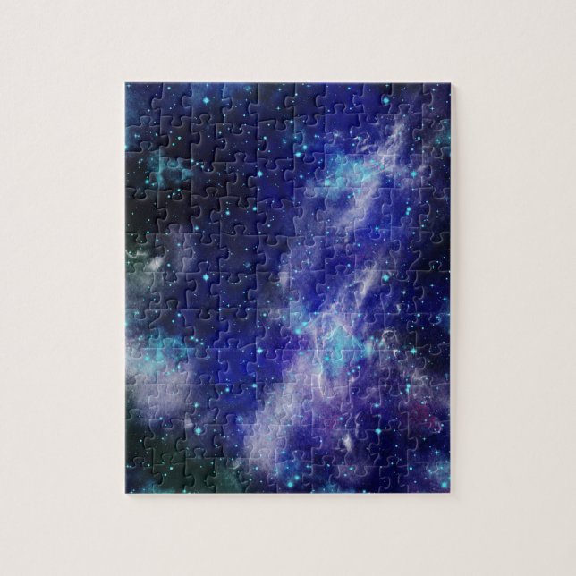 Nebulosa Azul Galáxia Aquarela Quebra-cabeça (Vertical)