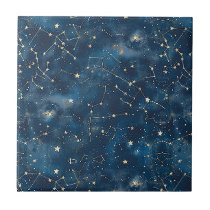Nebulosa de Estrelas Cósmicas Douradas em Azul Tea