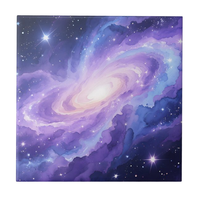Nebulosa de Galáxia Espiral Roxa Redemoinho Cósmic (Frente)