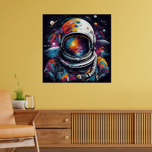 Nebulosa do Astronauta Cósmico - Poster Quadrado d