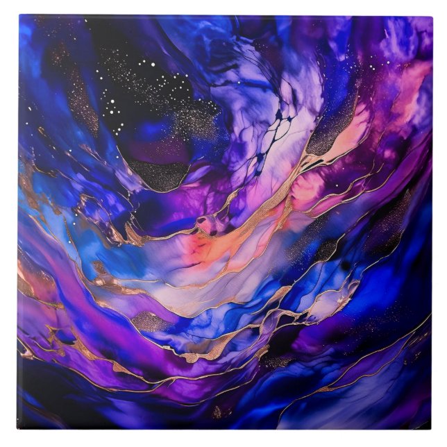 Nebulosa do Espaço Roxo na Tinta Álcool (Frente)