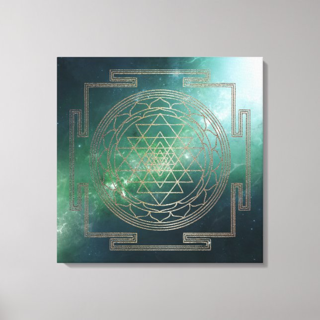 Nebulosa Verde Sri Yantra - Canvas (Frente)