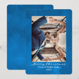 Nebulosas em Aquarela Azul Cartão de Natal Elegant