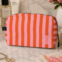 Necessaire | Listras Corais Rosa Preppy Ousado