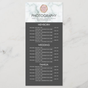 Negócios de Fotografia Seu Logotipo Menu de Mármor