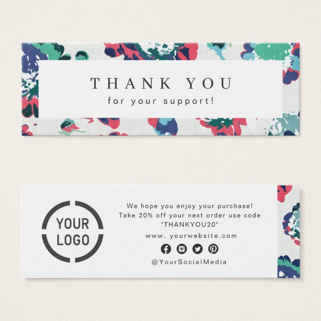 Negócios florais clássicos de abstrato azul modern (Frente & Verso)