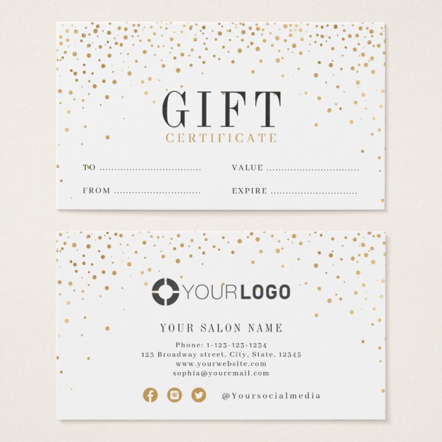 Negócios modernos de brilho simples do ouro (Frente & Verso)