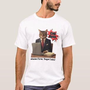 Negócios Primeiro Sonecas Depois Gato Chefe Camisa