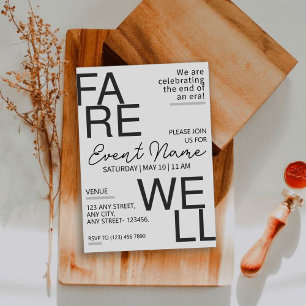 Negra Moderna e Cinza Convite Neutro de Despedida