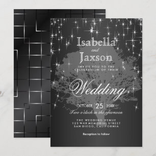Negra-Noite Sob Convite Para Casamento De Estrelas