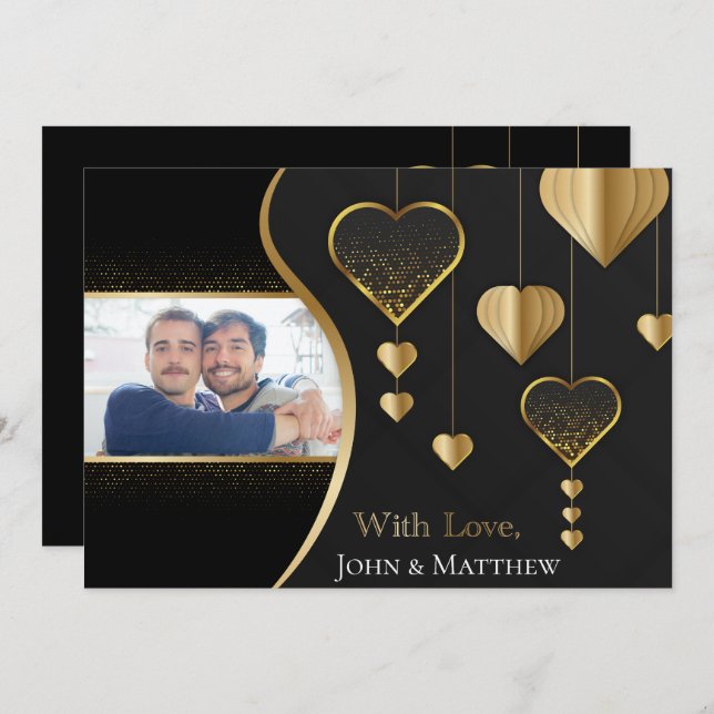 Negro clássico e Dourado, o G no Namorados LGBTQ (Frente/Verso)