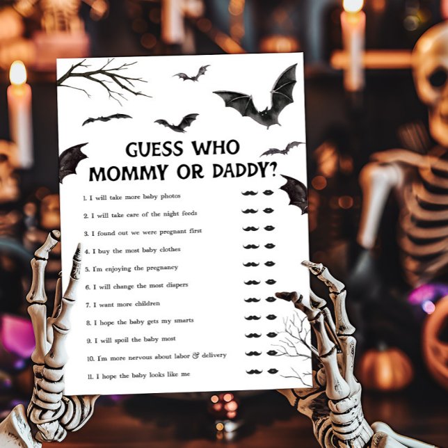 Negros e Brancos Adivinham quem Mamãe ou Jogo do P (Black and White Bats Baby Shower Guess who Mommy or Daddy Game)