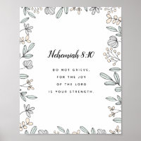 Nehemiah 8:10 Scripture Art Impressão
