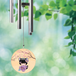 Neko Kokeshi Doll Cat Orelha Garota Geisha Amarelo