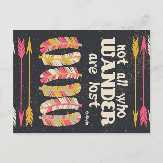 Nem todos os que andam são perdidos no cartão post (Frente)