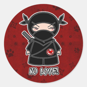 Nenhum amor! Ninja na etiqueta vermelha