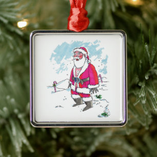 Nenhum enfeite premium quadrado Ho-Ho-Ho