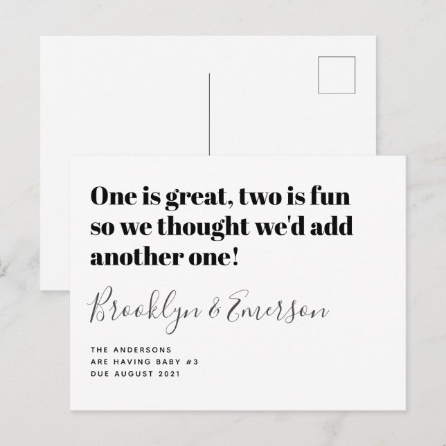 Nenhumas Bebês 3 Anúncio de Gravidez (Frente/Verso)