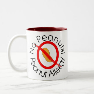 NENHUNS AMENDOINS! Caneca de café da alergia do