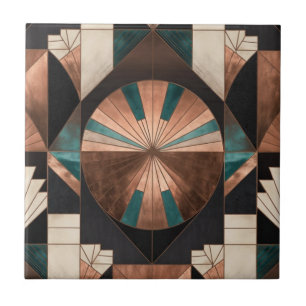 Neo Art Déco Geométrico Refulgente Cobre Dourado