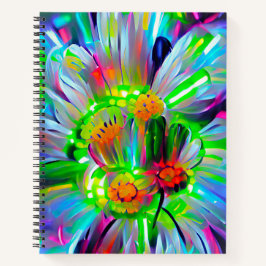 Neon Abstrato Daisies com cores vívidas
